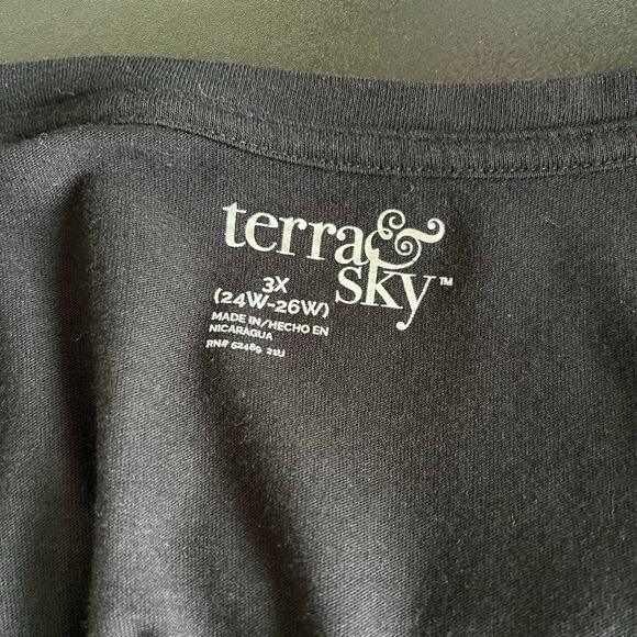 Terra & Sky Women's Long Sleeve Top Lot of 2 3X Black Yellow Loungewear Casual - Picture 7 of 8